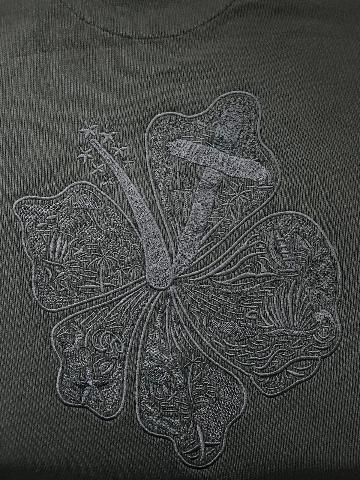 Embroidered Sea Hibiscus Flower Crewneck
